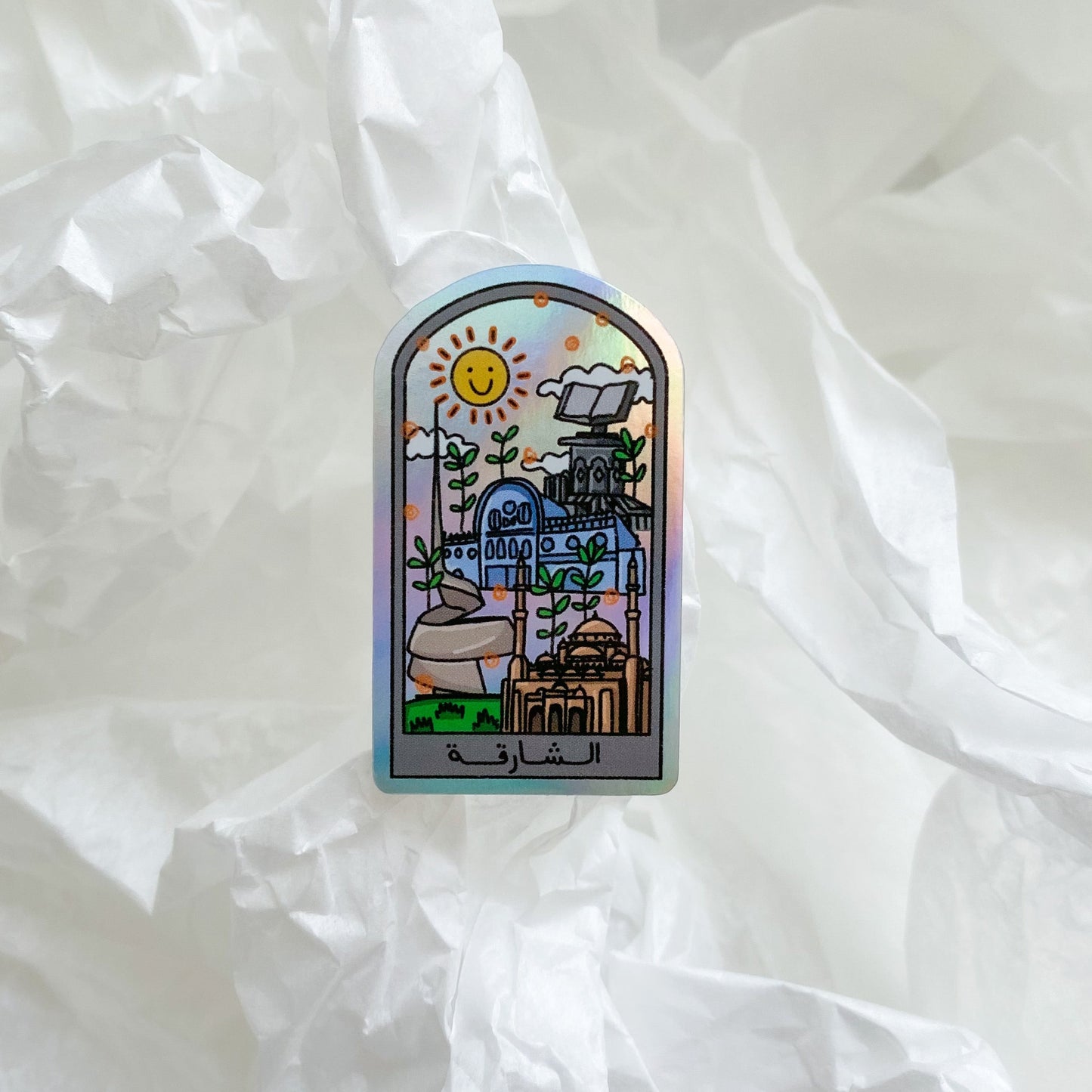 Waterproof sticker with mesmerizing holographic details that reflect light beautifully from every angle. The vibrant, reflective shimmer gives it a unique, futuristic look, perfect for decorating items like laptops, phone cases, water bottles, and notebooks. Its durable, water-resistant finish ensures long-lasting use while adding a stylish touch to personal accessories.