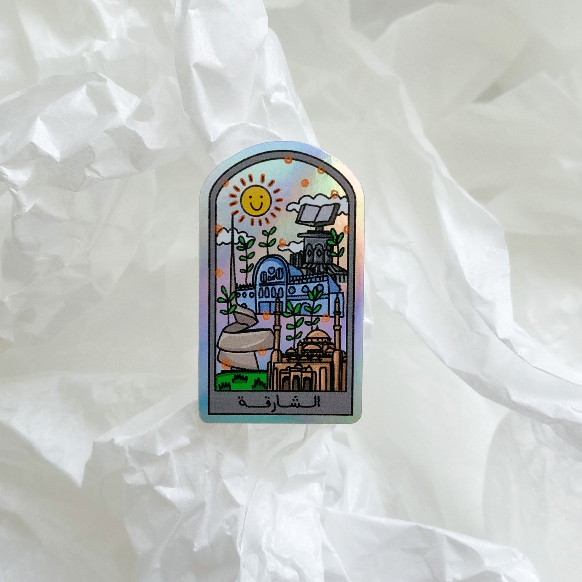 Waterproof sticker with mesmerizing holographic details that reflect light beautifully from every angle. The vibrant, reflective shimmer gives it a unique, futuristic look, perfect for decorating items like laptops, phone cases, water bottles, and notebooks. Its durable, water-resistant finish ensures long-lasting use while adding a stylish touch to personal accessories.